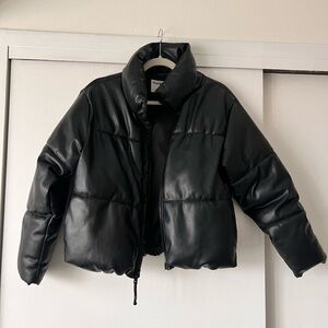 Old Navy Faux Leather Puffer Jacket